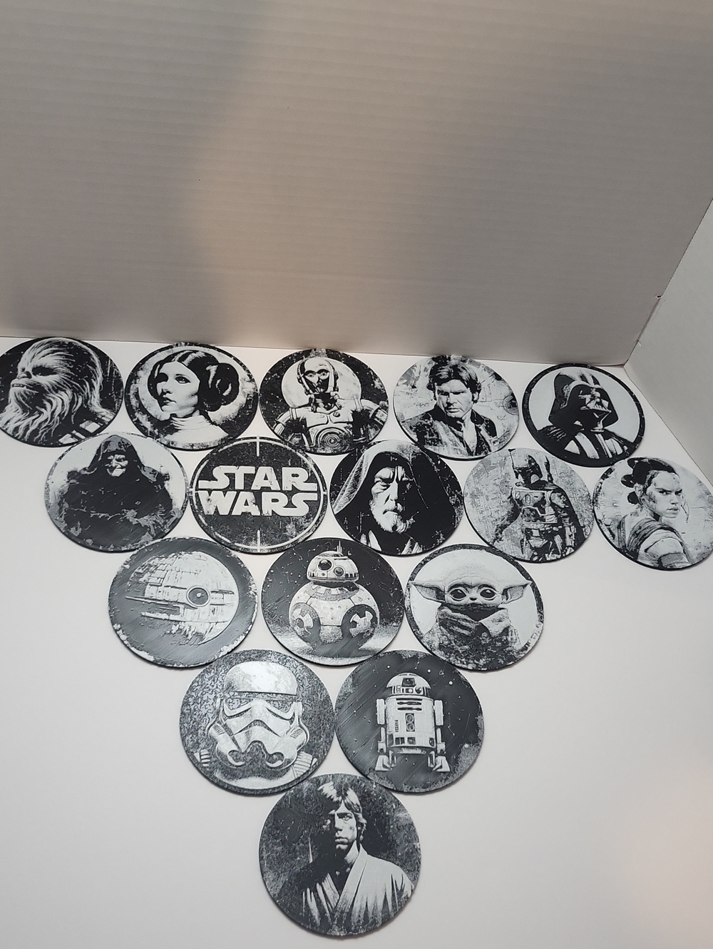 Star Wars Black & White 16 Character Coaster Set With Convenient Storage